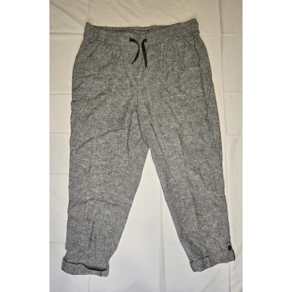 Orvis Linen Blend Pants Womens 16 Gray Cuff Leg Relaxed Lightweight Beach‎ Luxe